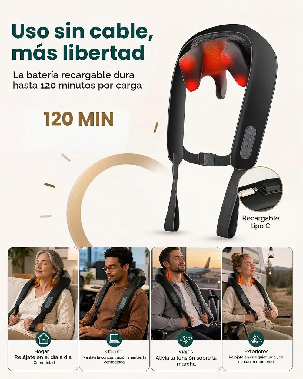 Snailax Masajeador de Cuello Inalámbrico