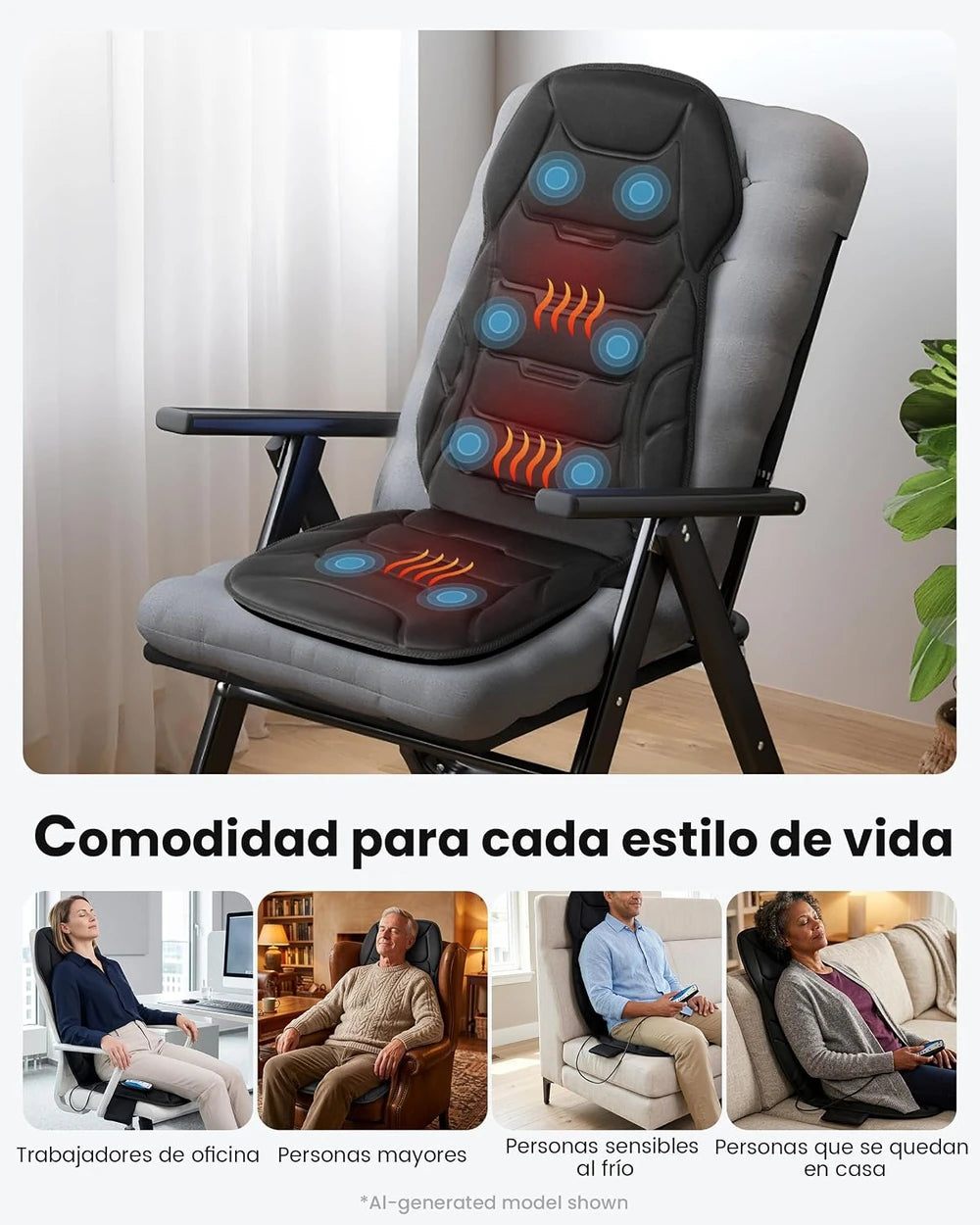 Comfier Cojín Masajeador de Asiento con Calor