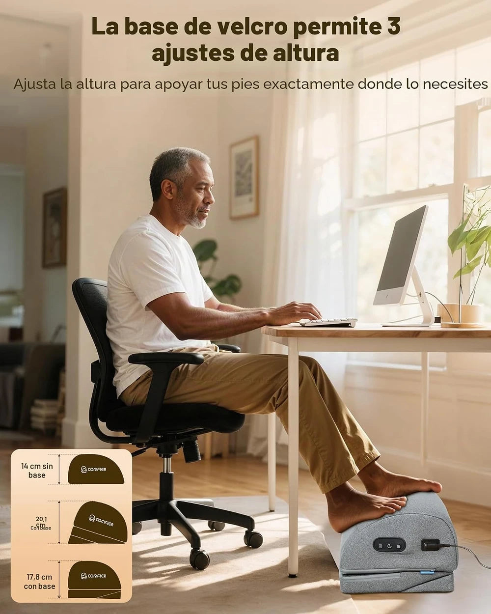 Reposapiés Ergonómico con Masaje y Calor
