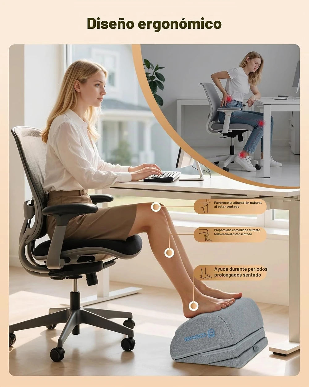 Reposapiés Ergonómico con Masaje y Calor